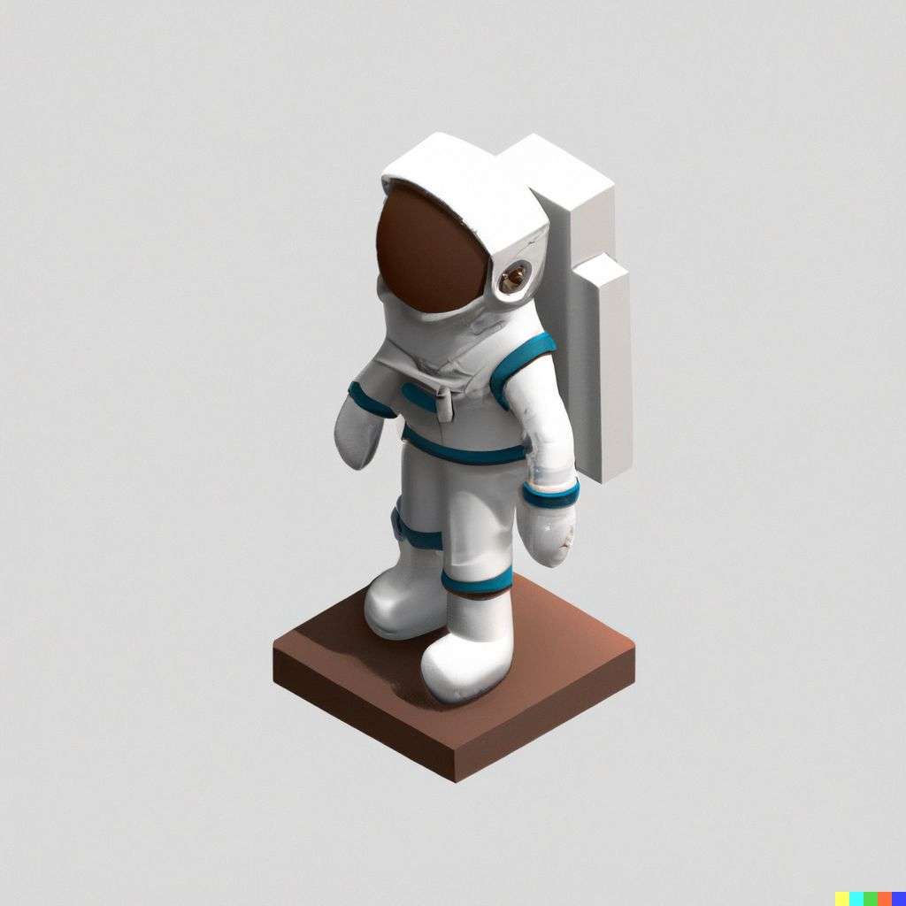 an astronaut, low polygon isometric render